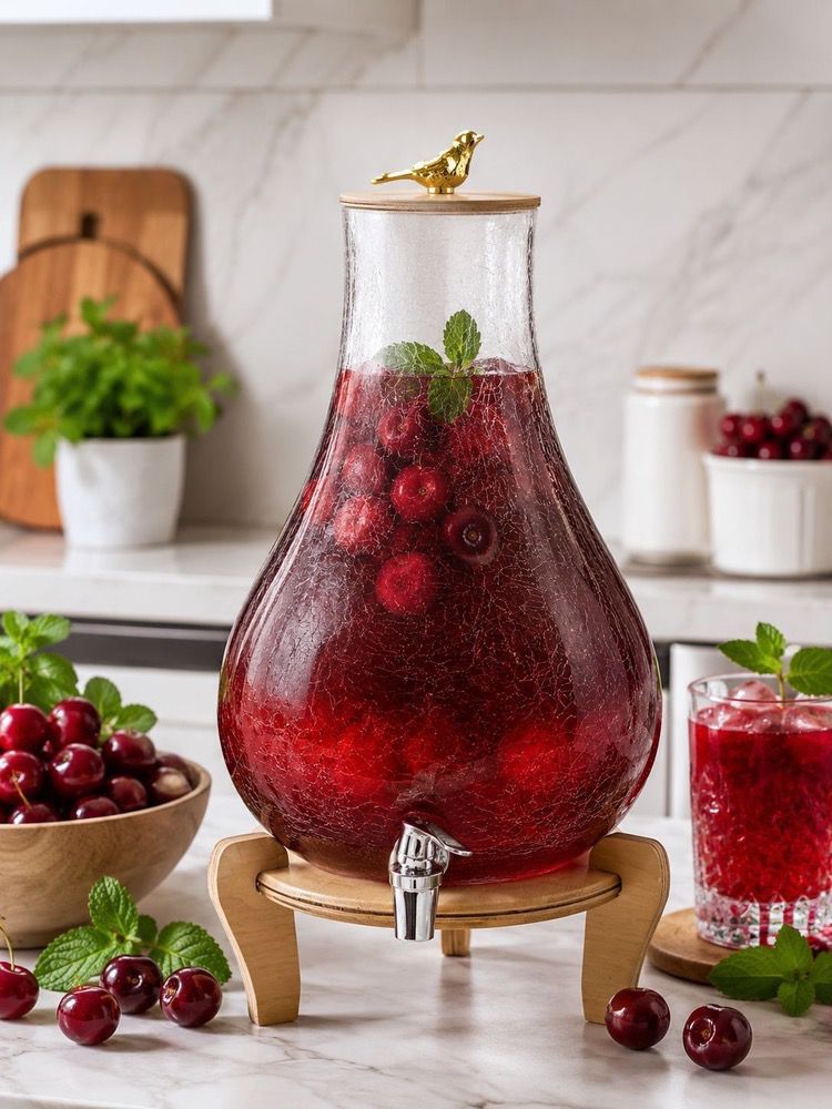 کلمن شیشه ای پایه چوبی