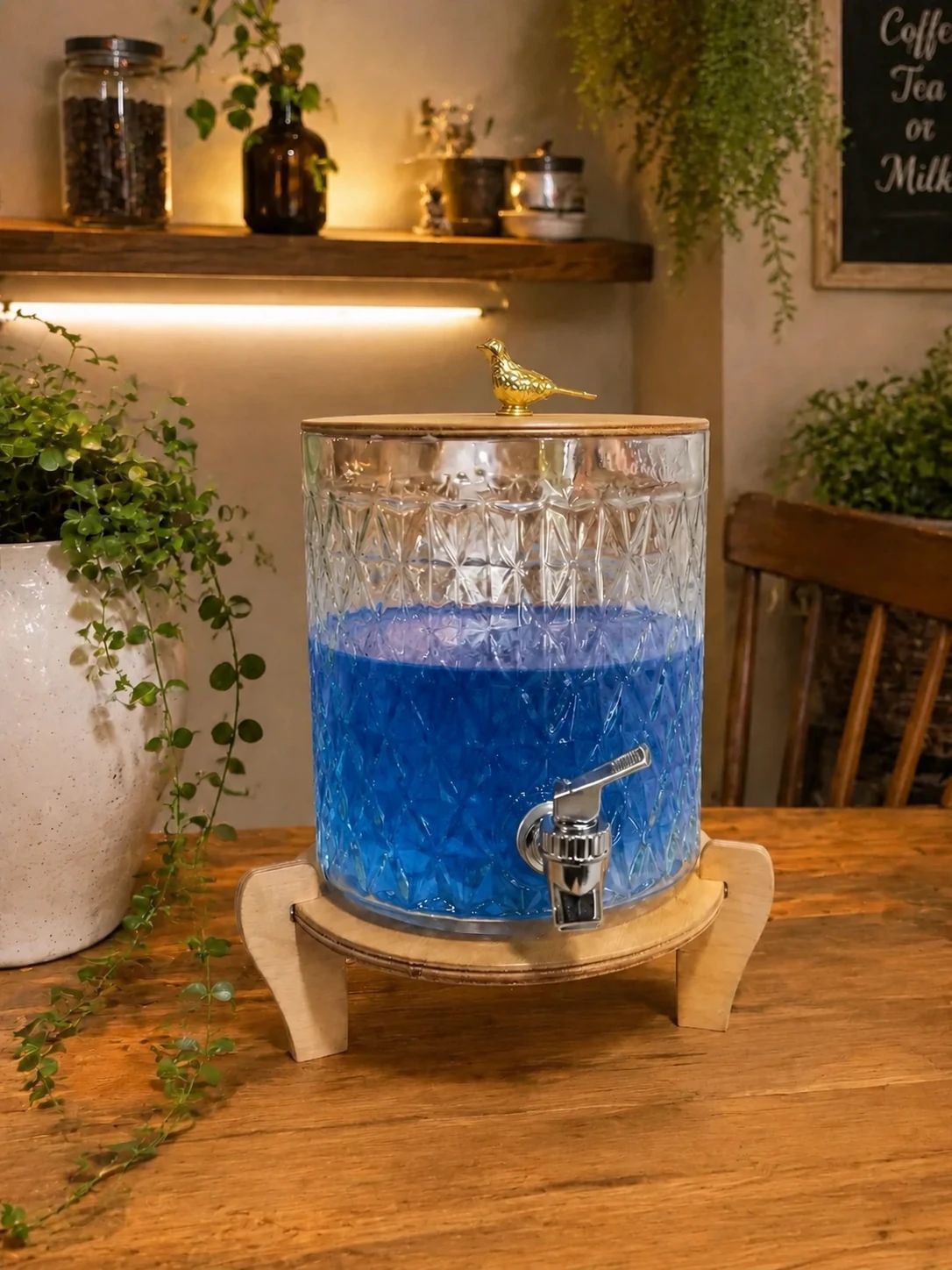 کلمن شیشه ای پایه چوبی