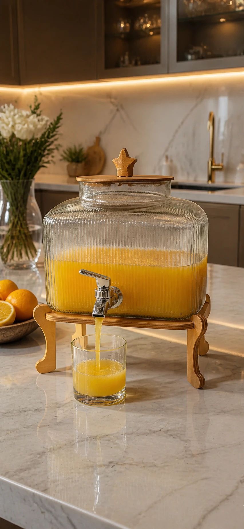 کلمن شیشه ای پایه چوبی