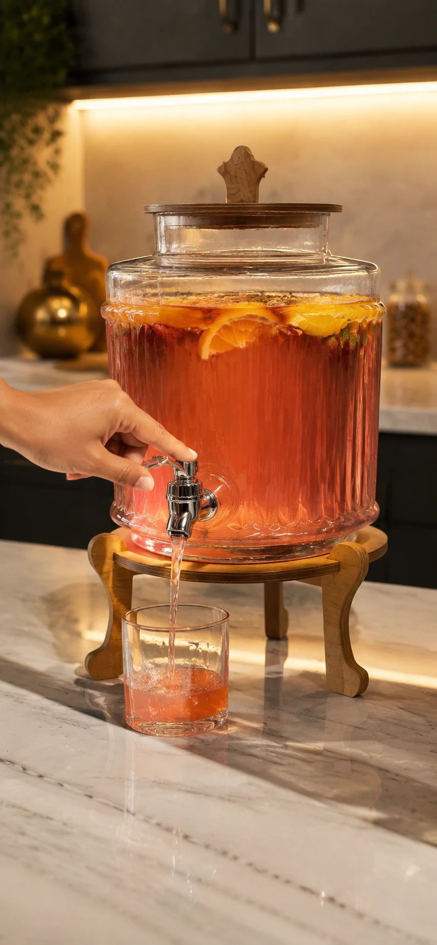کلمن شیشه ای پایه چوبی