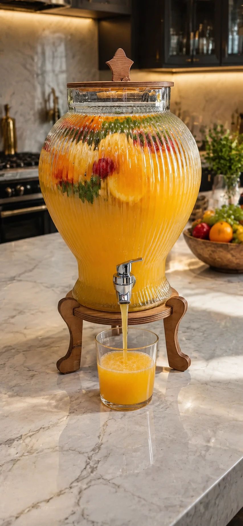کلمن شیشه ای پایه چوبی