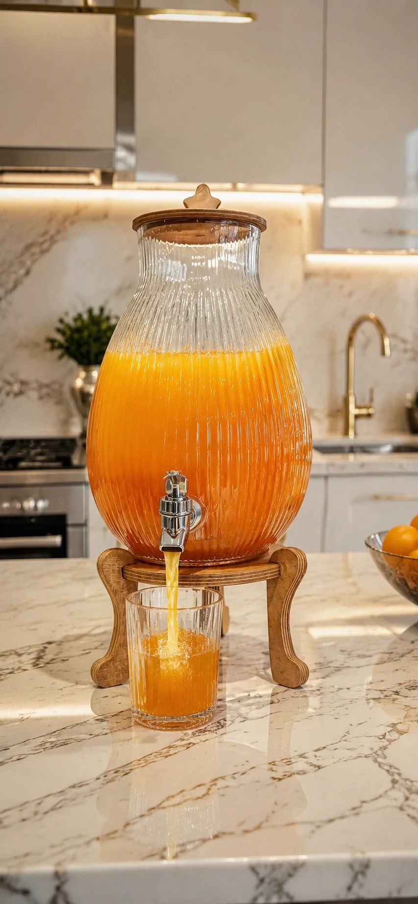 کلمن شیشه ای پایه چوبی