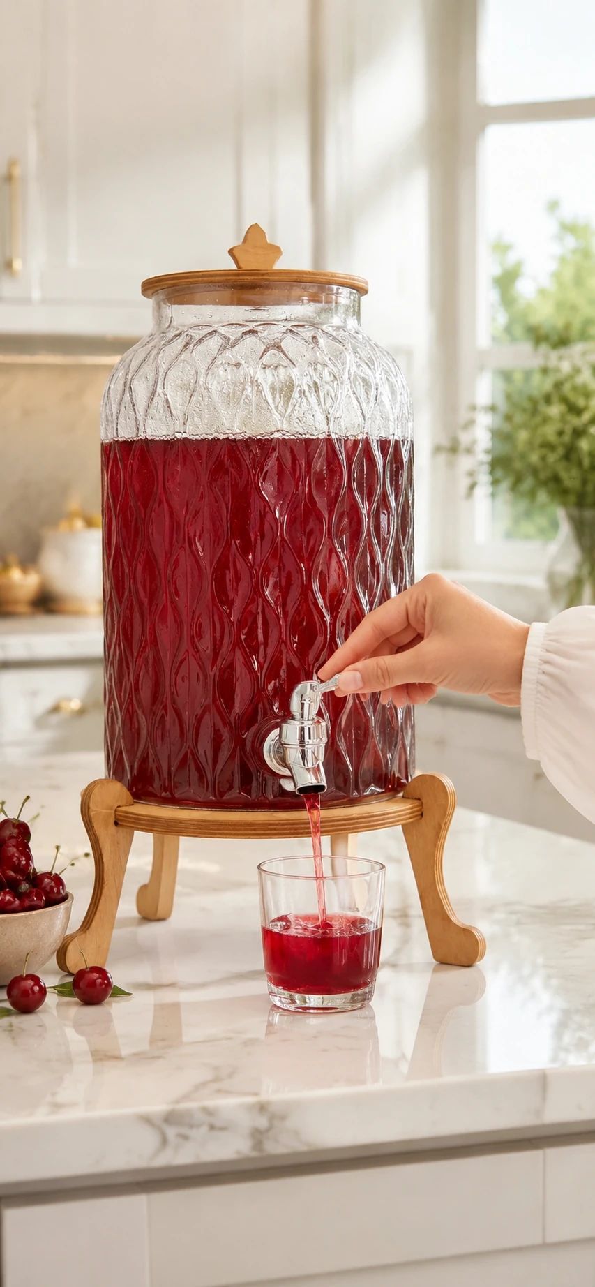 کلمن شیشه ای پایه چوبی